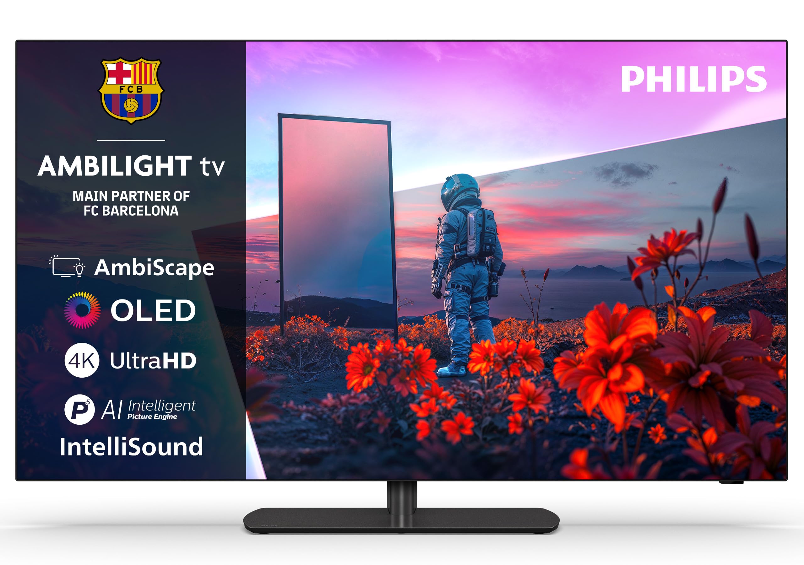 PHILIPS Ambilight TV 55OLED811/12 55 Zoll 4K OLED Smart TV | P5-AI Perfect Picture Engine, Ultra HD, Google TV, Dolby Vision und Atmos Sound