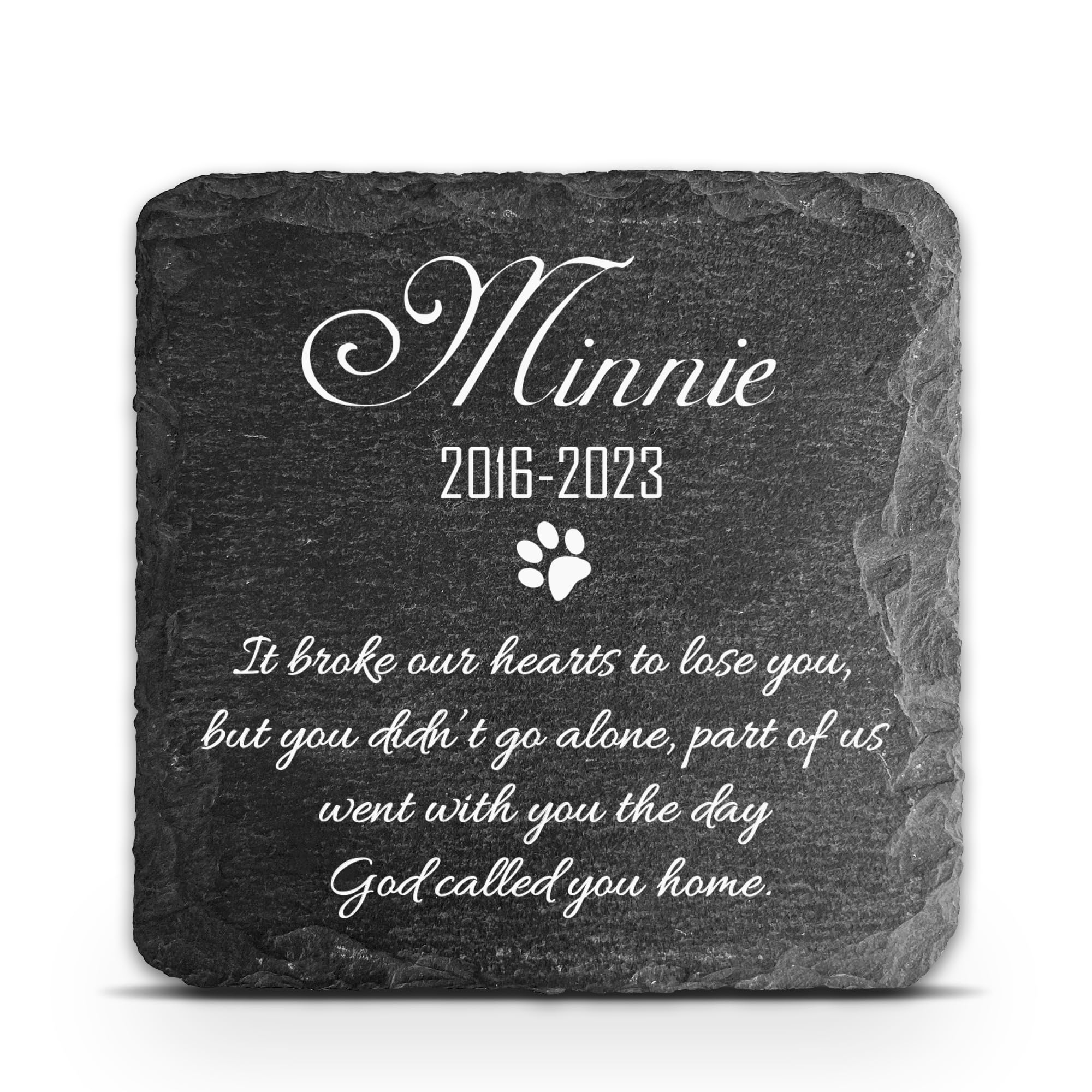 TULLUN Personalised Square Memorial Plaque For Pet Cat Dog Slate Stone Frame Paw Grave Marker - Size 5.9" x 5.9" or 150 x 150 mm - Name — image 1