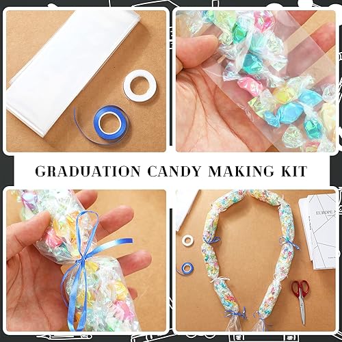 Miniatura 4 de Kit de 8 piezas de graduación Leis Candy Lei Candy Lei Tubing Lei Kit de fabricación de Lei de 4.92 pies de largo bolsa de PE con 3 piezas de cordón