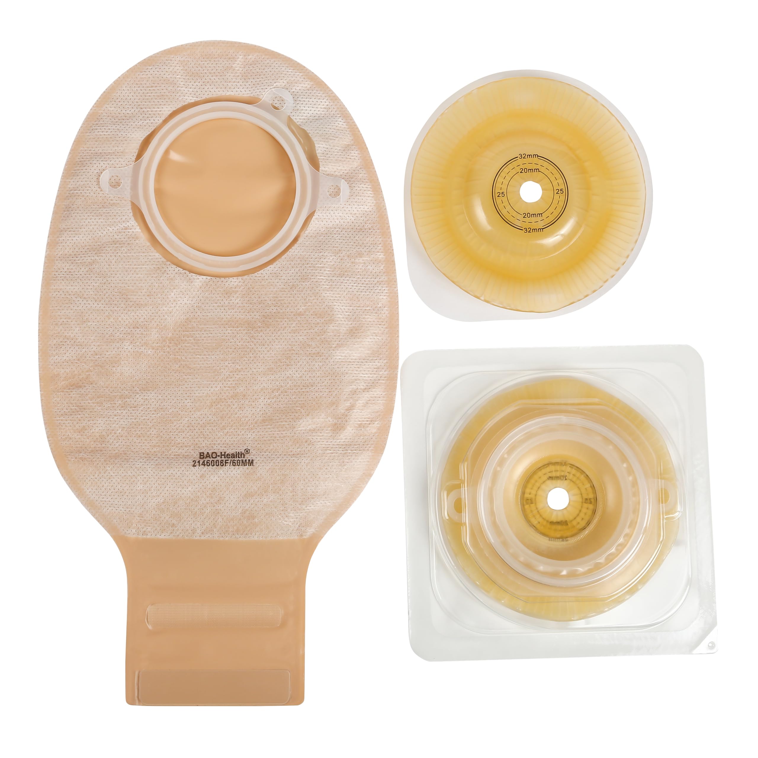 Bao Health, Two Piece Set Convex Skin Barrier Flange with Pouch with Filter & Velcroclosure with Belt Ears Size'' 60mm Max Cut 32mm (306320110C + 2146008F)-image-31