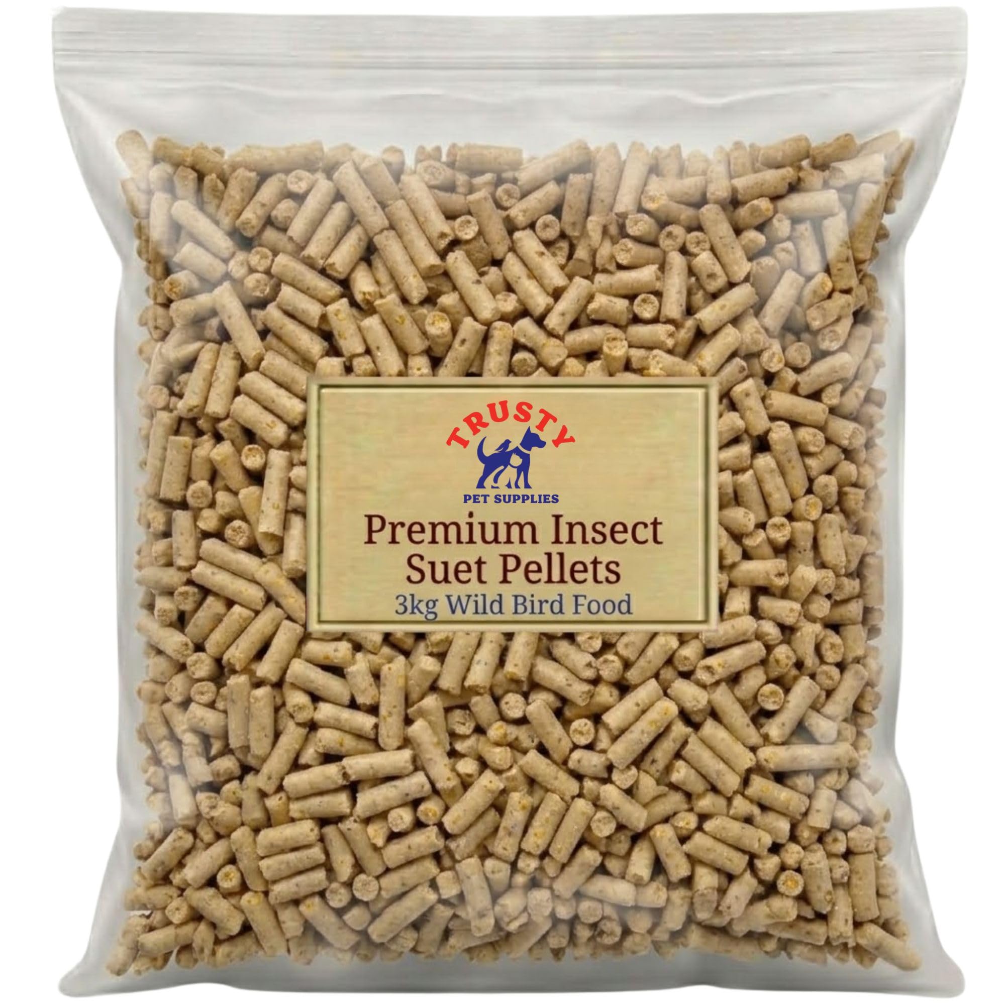Premium Insect Suet Pellets 2kg | Suet Pellets for Wild Birds | No Mess Bird Food | High Energy and High Protein | Wild Bird Feed for Small Garden Birds | By Trusty Pet Supplies