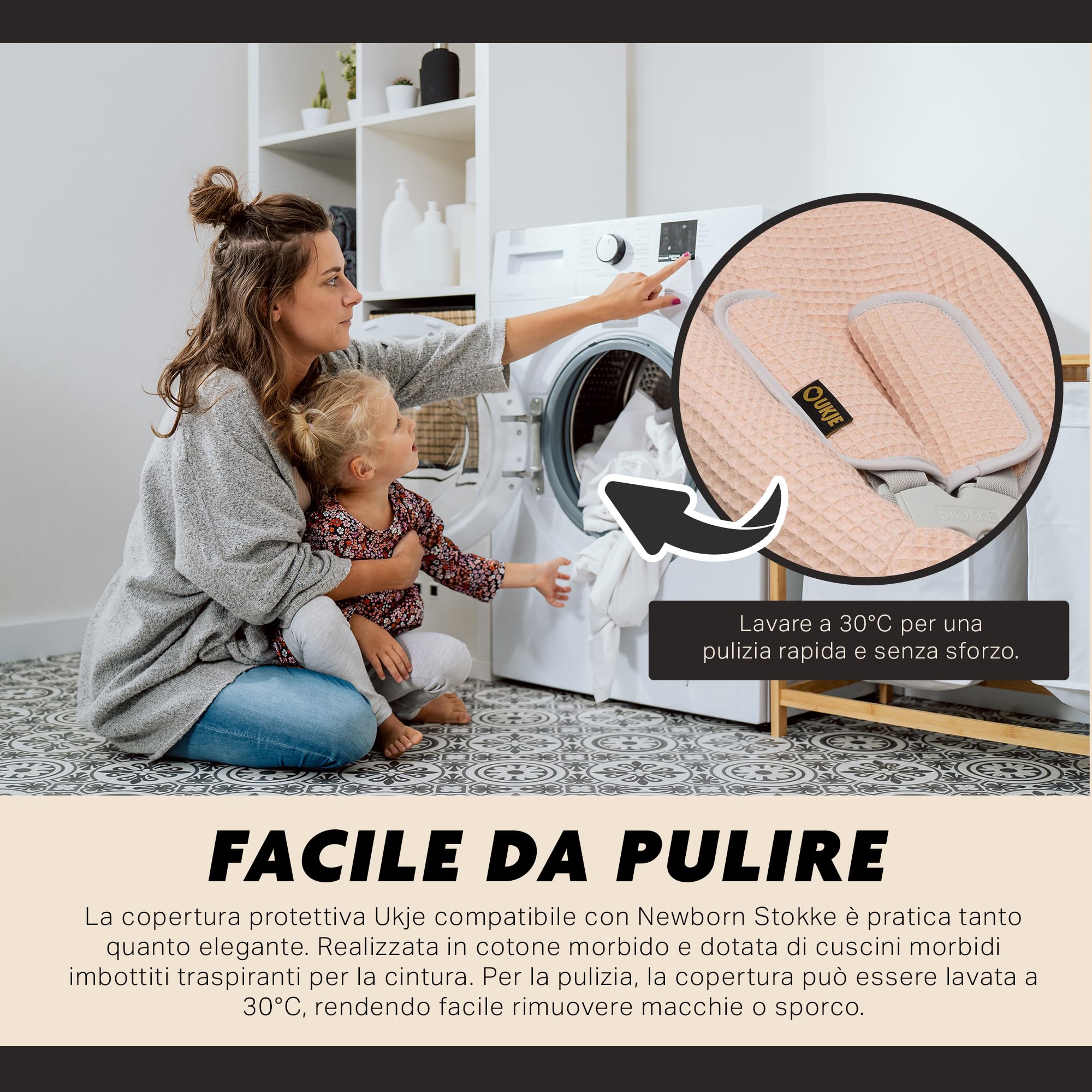 Custodia protettiva Ukje compatibile con Stokke per neonati con pad per cinture | Accessori per seggiolone | Copertura in tessuto per seggiolini per neonati e bambini | Realizzata a mano in Europa