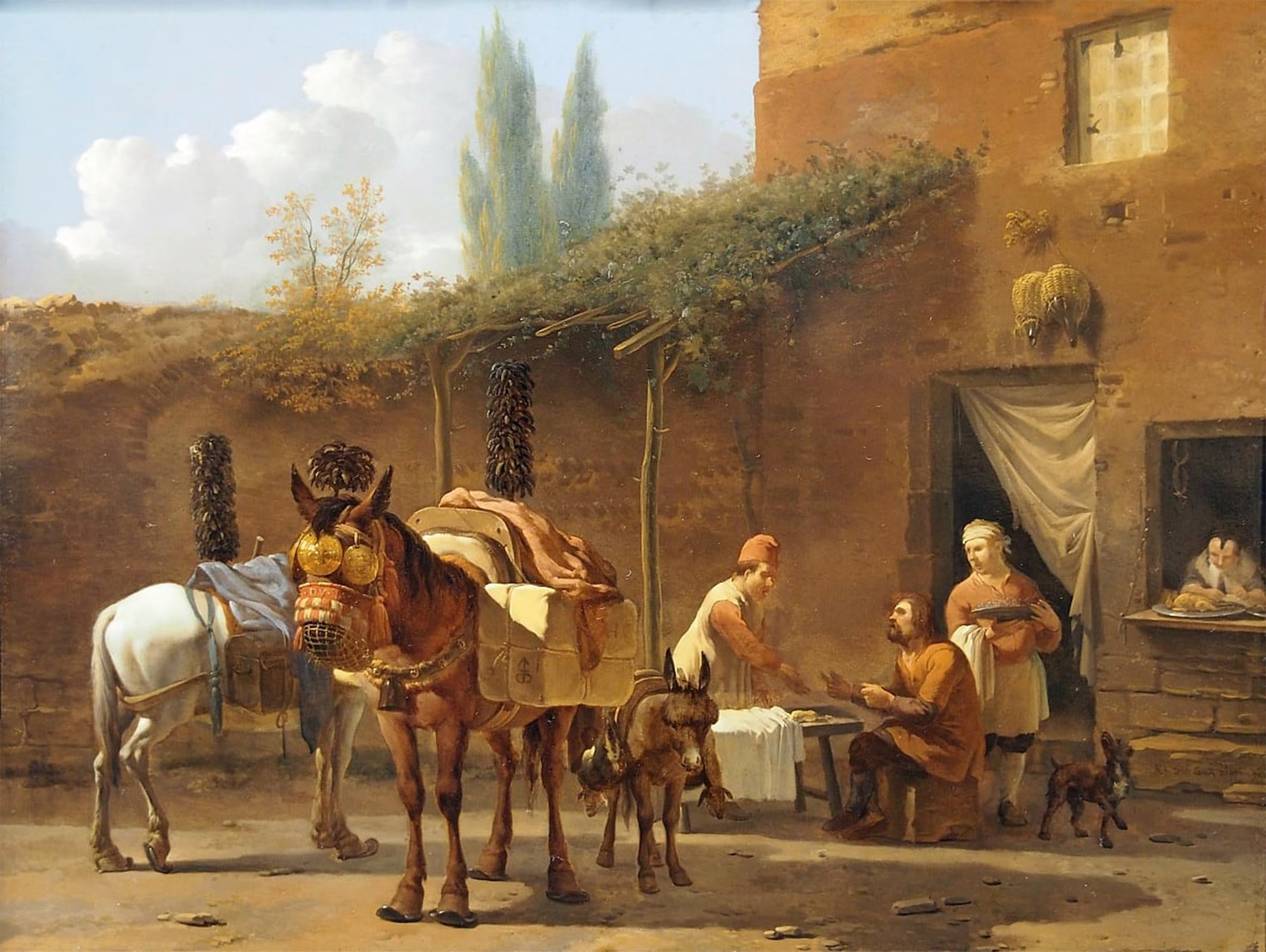 SERENDIPITP Retro Picture Poster Wall Art Pictures Painting Muleteers At an Inn by Karel Dujardin Wall Art Canvas Print for Wall Decor 60x90cm