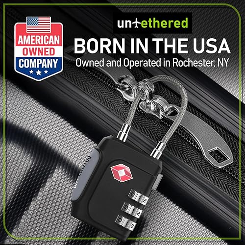 Miniatura 9 de Untethered TSA Luggage Locks (3 Pack) Resettable 3-Digit Combination TSA Approved Travel Padlocks for Suitcases, Backpacks, Gym Bags & Checked