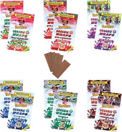 Miniatura 1 de Papeles de liar saborizados, 6 sabores (12 paquetes de 5) fibras herbáceas de tamaño King (4.331 in)