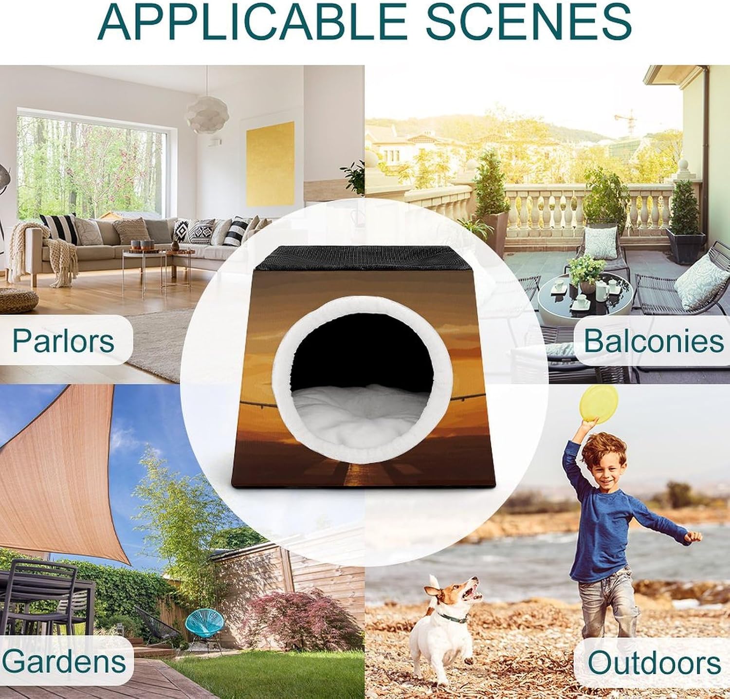 Pet Sleeping Nest Bed, Aircraft Plane at Sunset Printed Dog House Cat Nest, Winter Pet House are Suitable for Most Cats, Dogs, and Other Small Pets