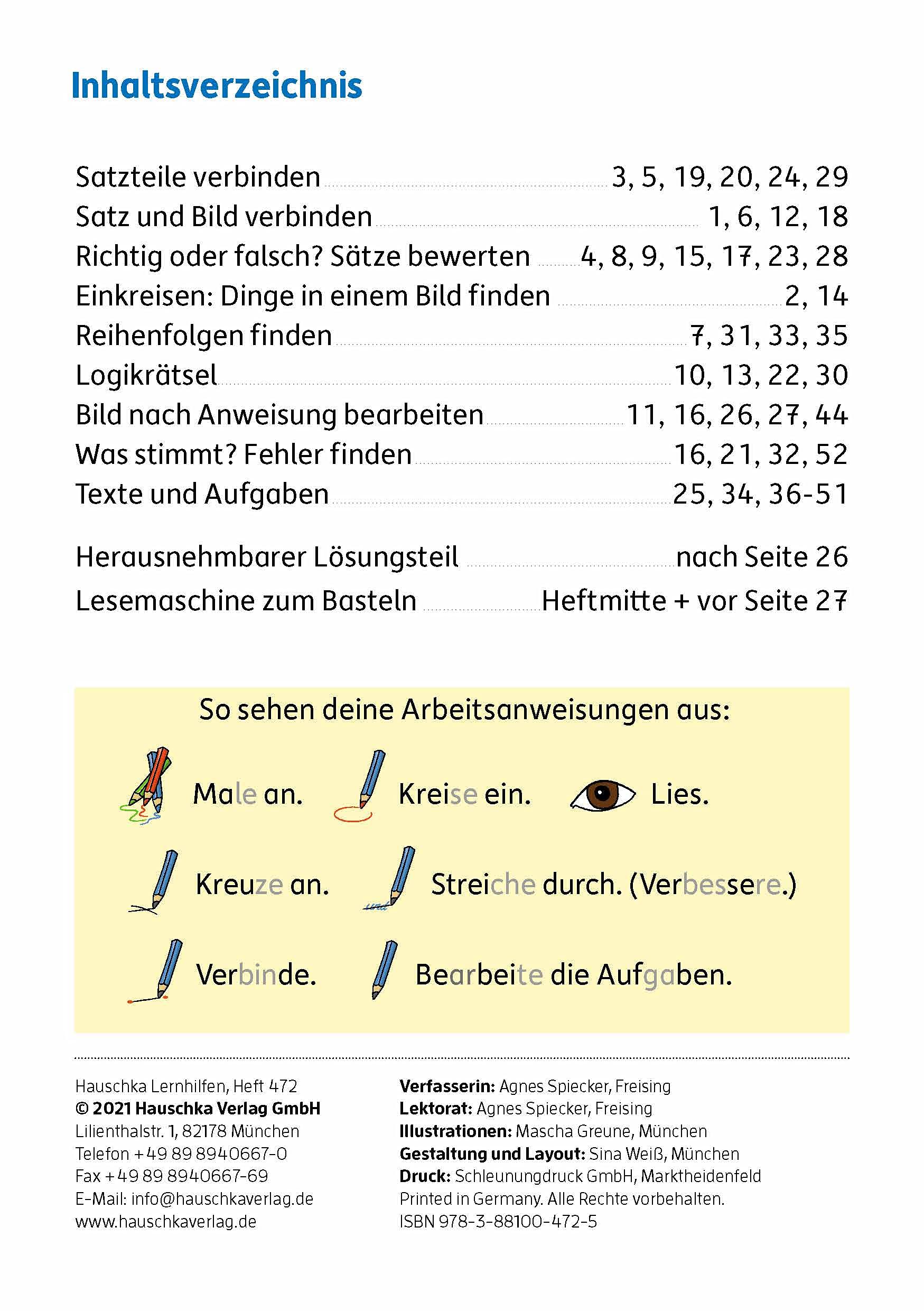 Mein Übungsheft Lesen – 1. Klasse: Vom Satz zum Text: Lese-Aufgaben mit Lösungen - Silben lesen lernen: 472