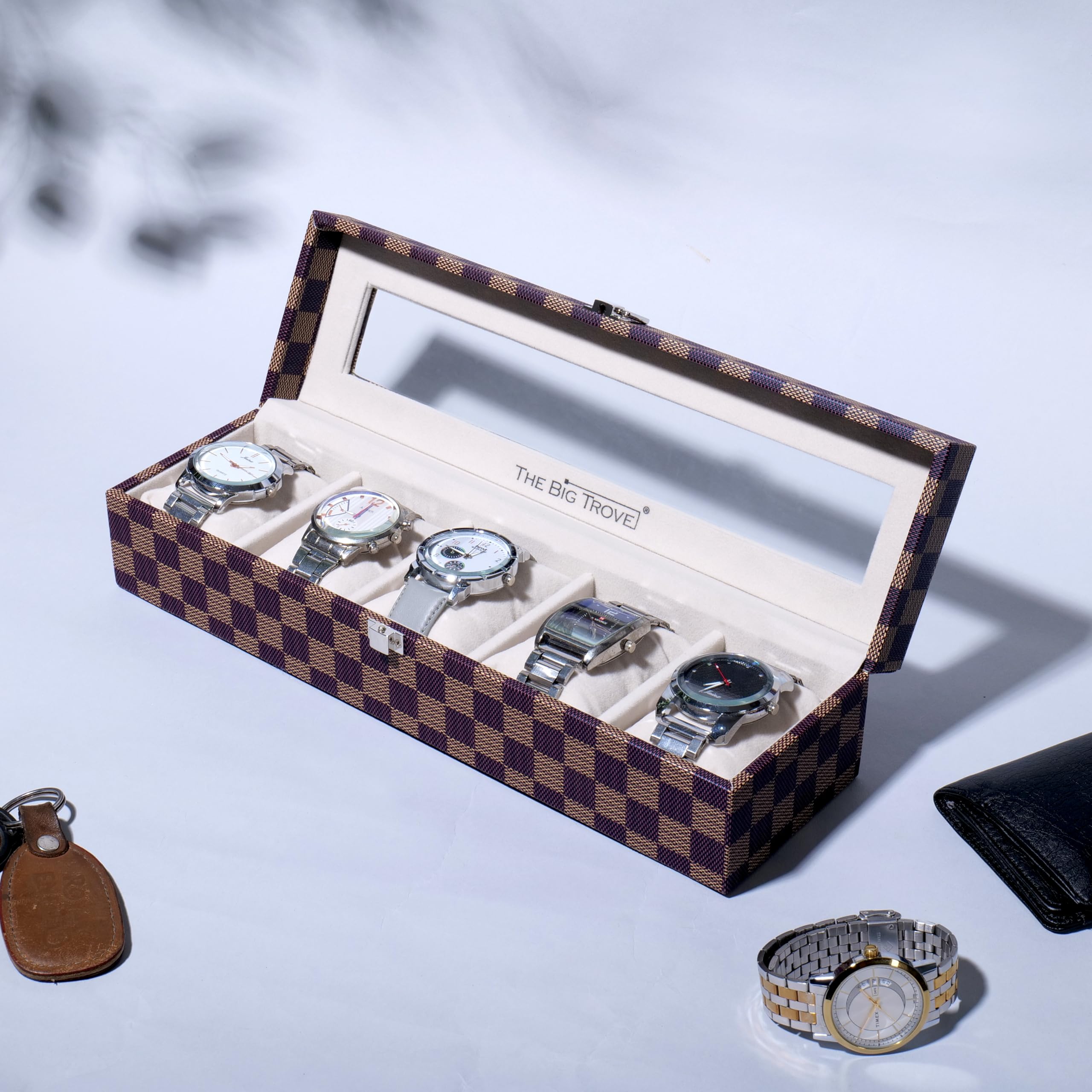 La Trove Vegan Leather Watch Box Display Storage Organiser for watches and bracelets (5 Slot) (B0C4PYFQ67) Amazon Price History, Amazon Price Tracker