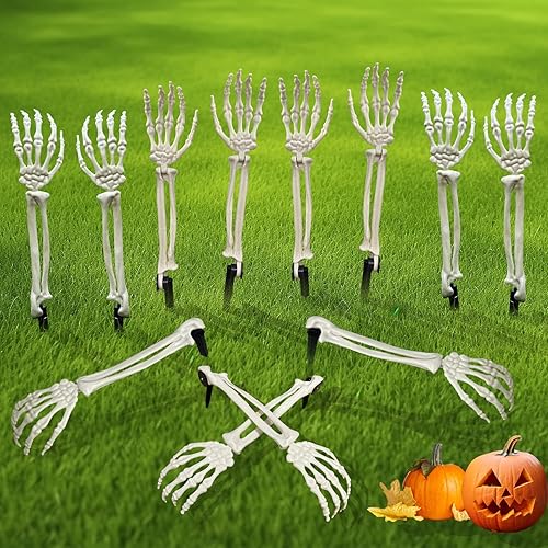 Estacas de brazo zombi de Halloween, estacas de esqueleto realistas, decoraciones de Halloween para estacas de césped, jardín, decoración de