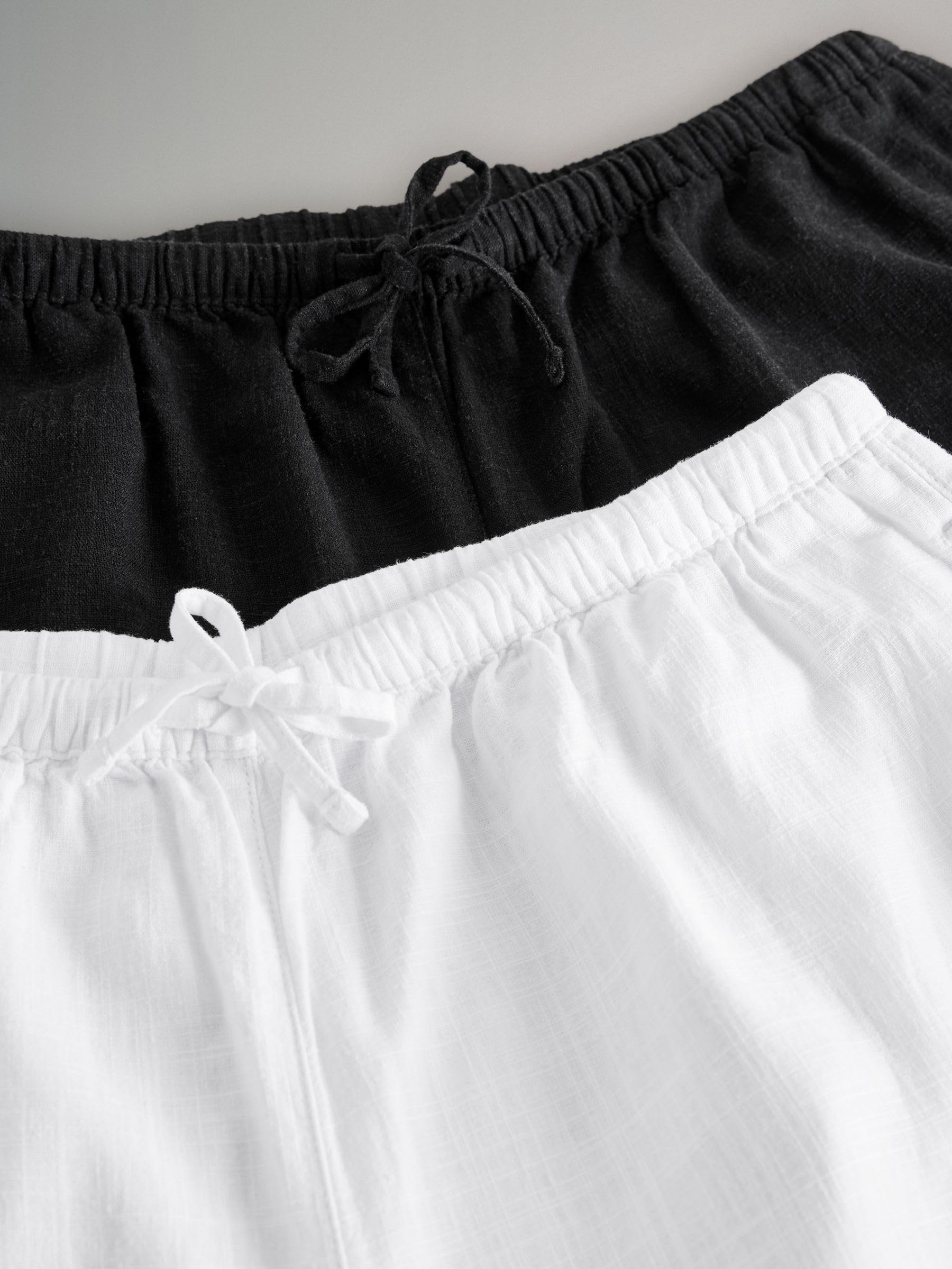 THE SET Femme Pantalon Large à Enfiler Contenant du Lin, lot 2 | Coupe standard, Taille mi-haute, Fermeture boutonnée, Jambe large