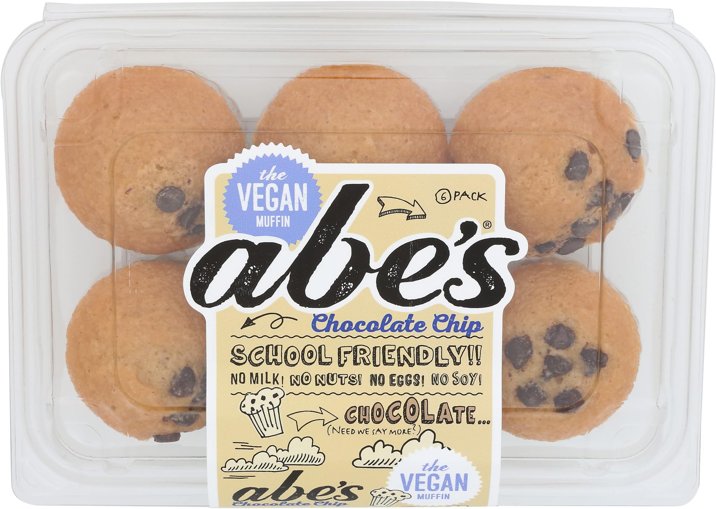 Abe's, Vegan Chocolate Chip Mini Muffins, 6 Pack