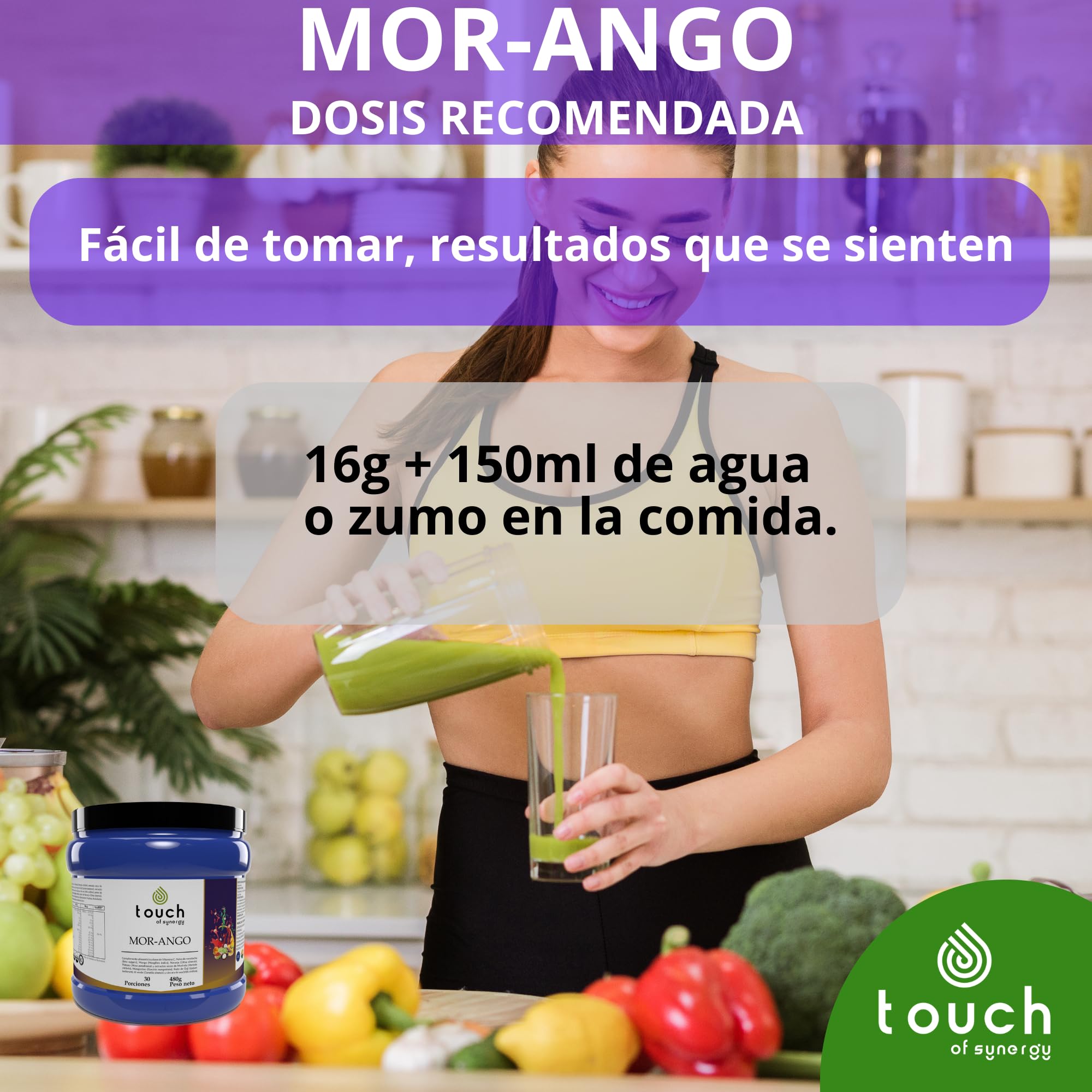 Mor-ango -Polvo 480 gramos - Extracto de Moringa y Mango Africano - Controla el Peso, Reduce el Colesterol y el Azúcar en Sangre