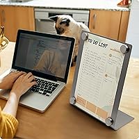 Vista 8 de Large Magnetic Bulletin Board for Tabletops – Dry Erase Memo Board with Stand – Metal Easel for Magnet Display – 12x10 Inches + 4 Magnets