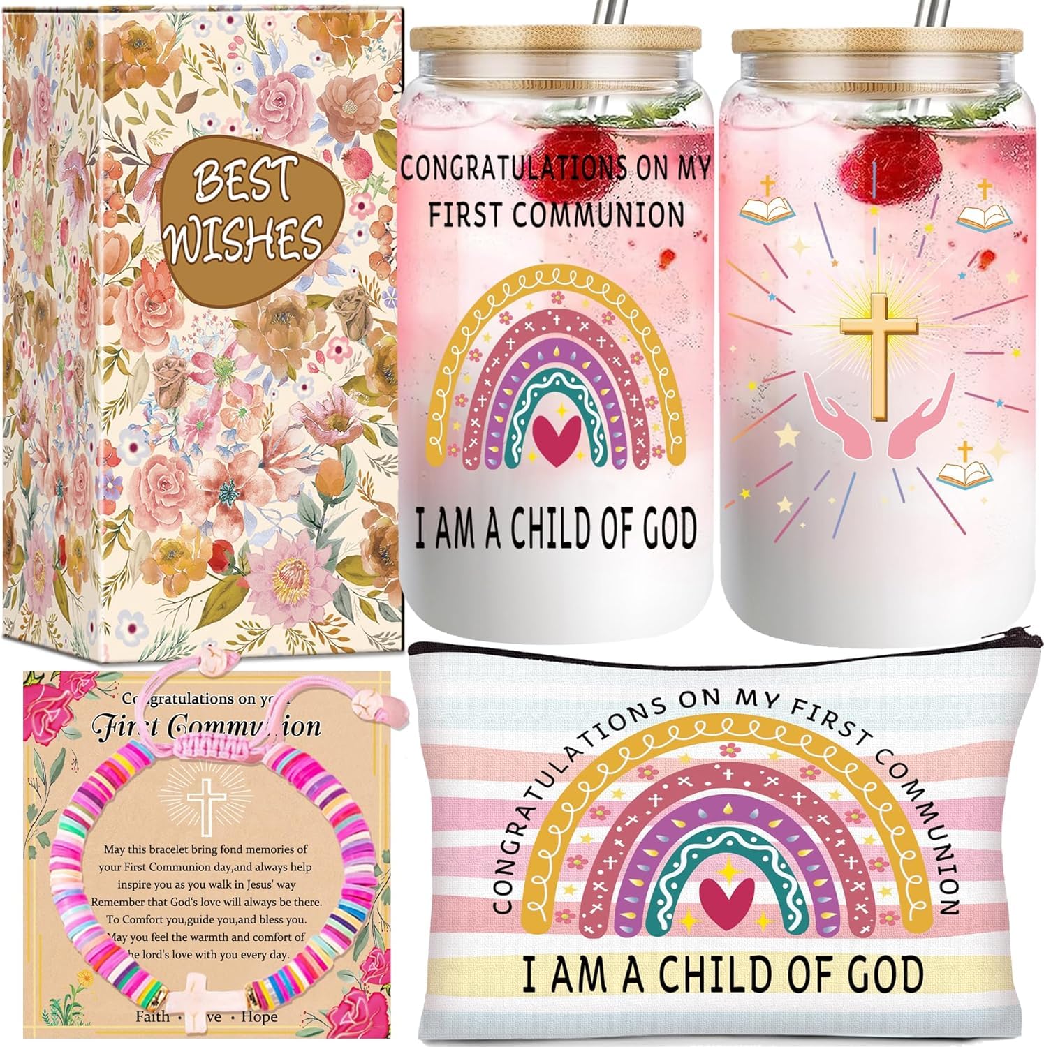 First Communion Gifts for Girls, Religious Baptism Christian Confirmation Gift for Girls, Graduation Birthday Gifts Stocking Stuffers for Girl, First