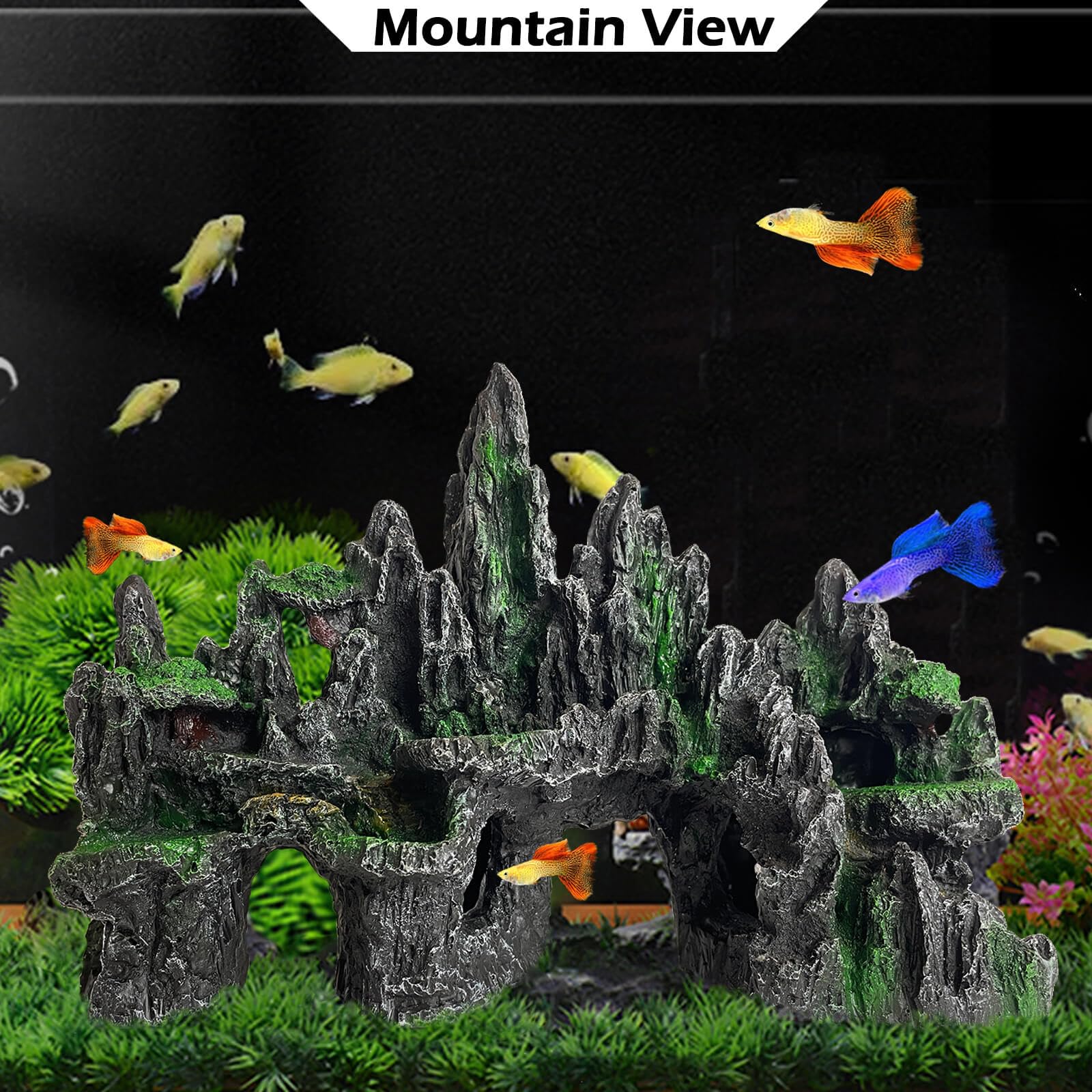 Decoración de acuario grande y alta para pecera, adornos temáticos de roca, adornos de piedra para acuario, decoración de acuario, decoración de árbol, casa, cueva, pecera, extragrande