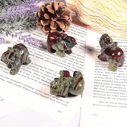 Vista 23 de Nupuyai Estatua de elefante de cristal curativo tallada a mano, escultura de escultura, manualidades, 1.5 pulgadas, opalita