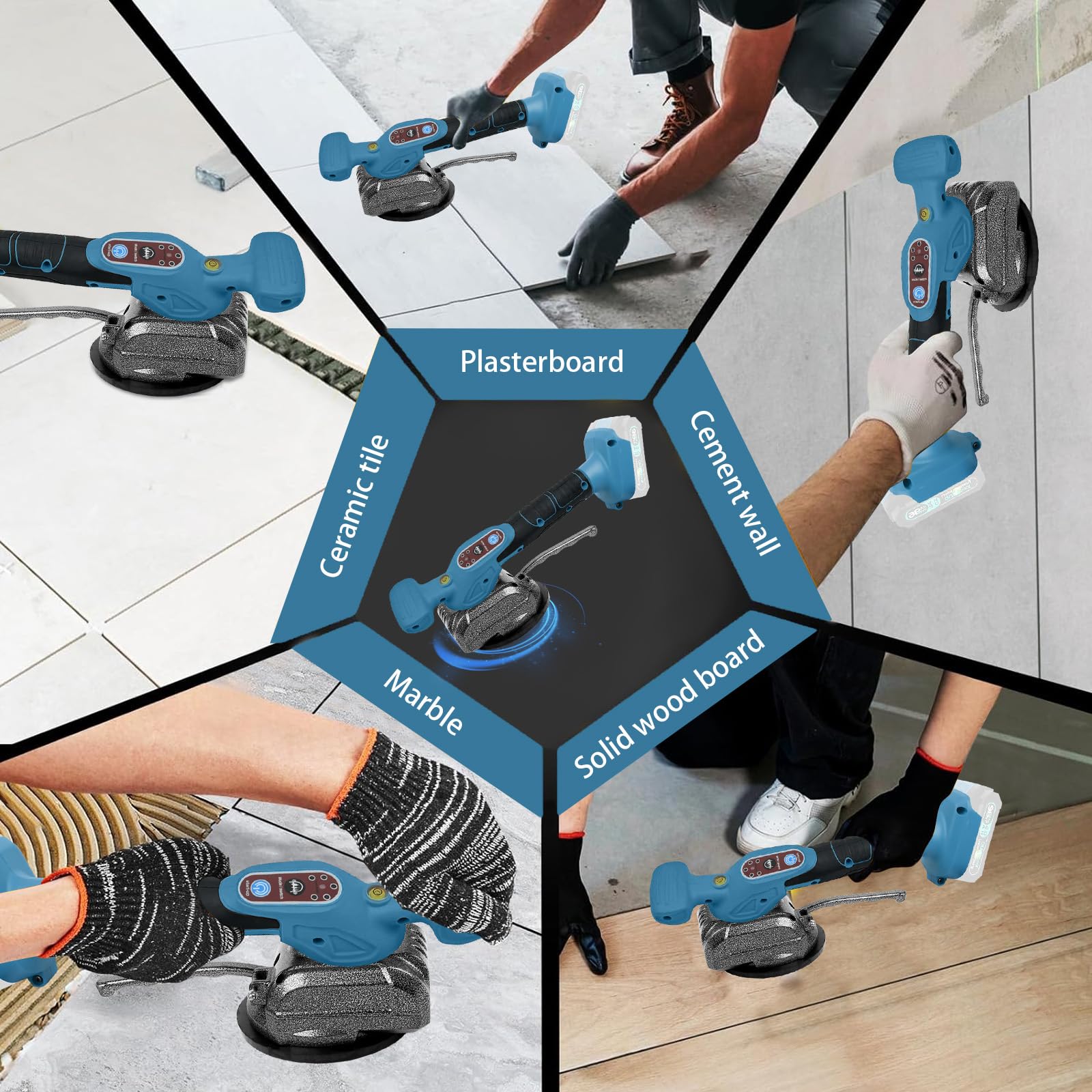 Machine vibrante pour Makita 18 V - Ventouse de 4,7" - 5 vitesses - Vitesse réglable - Capacité de 60 kg - Convient pour 39 x 39" et moins