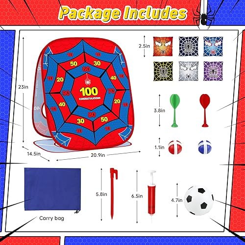 Miniatura 5 de Juego de lanzamiento de sacos de araña para niños tablero de Cornhole 4 en 1, juguetes para interiores y exteriores, para niños y niñas de 3, 4, 5,