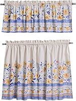 Vista 47 de Maison d' Hermine Juego de cortinas de cocina para ventanas 100% algodón Juego de cenefas de cocina para el hogar [2 niveles (71 cm x 91 cm) y 1