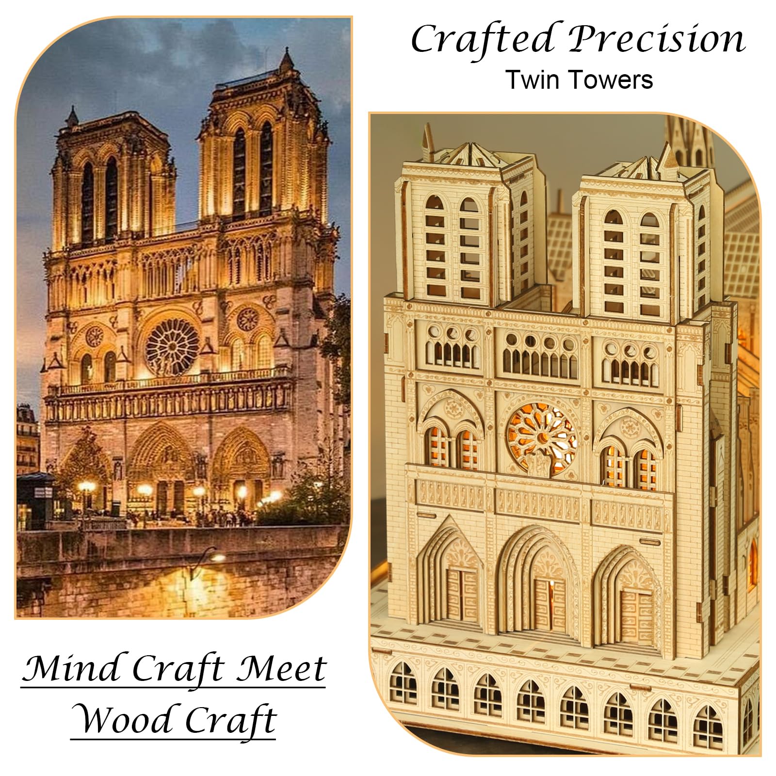 Drewniane puzzle 3D dla dorosłych, Notre Dame de Paris, model architektury drewnianej, francuska pamiątka, mechaniczne drewno, zestaw do samodzielnego wykonania, zabawka, dekoracja domu,
