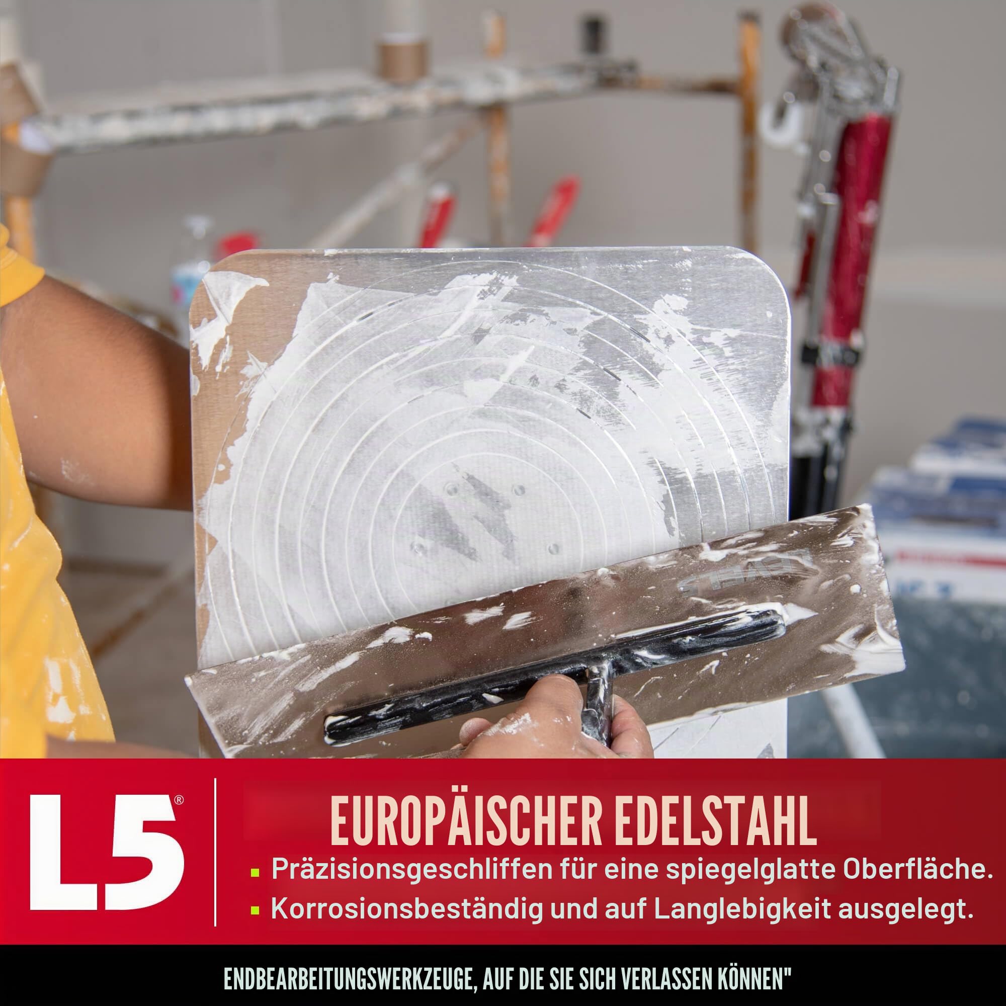 LEVEL5 35,6 cm Trockenbau Maurerkelle | dreifach gehärteter Edelstahl | schlagfester Griff | Blech Gyprock Wandbrett Gipskarton | 4-962