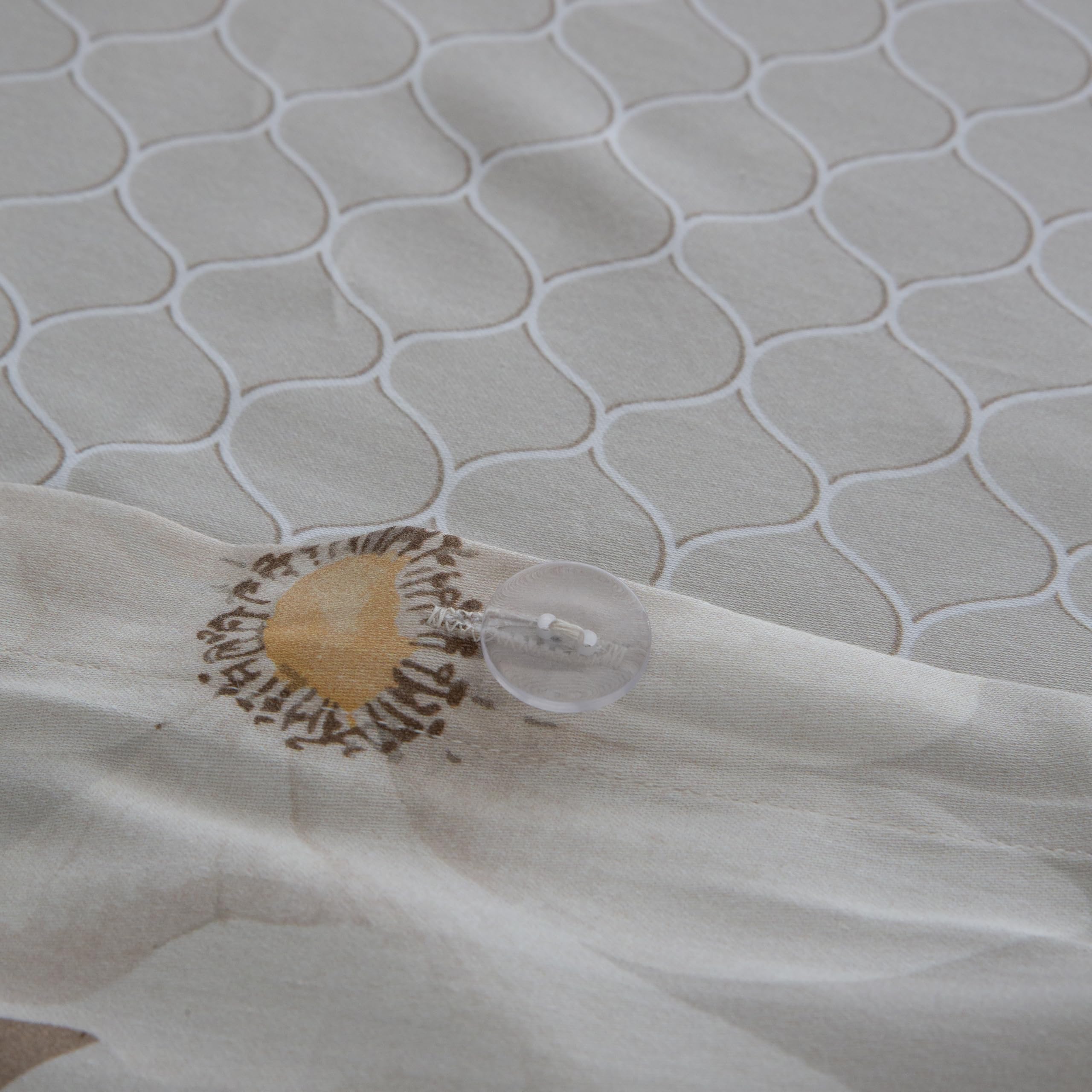 COTTON ARTean Funda Nórdica Cama 90 Satén Algodón 200 Hilos YERA Beige | Incluye 2 piezas: F.Edredón 150x220 +1 F.de Almohada Cierre Botones. Certificado OEKO-TEX