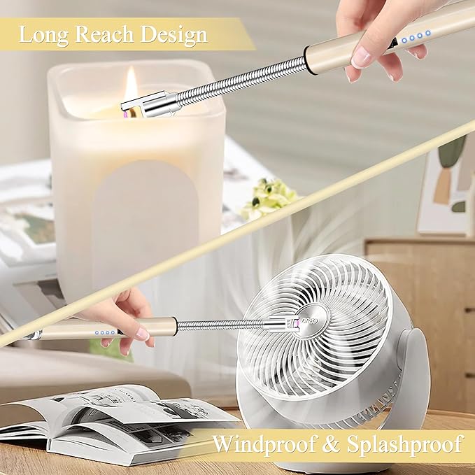 Encendedor eléctrico recargable con cuello flexible 360° resistente al viento miniatura 6