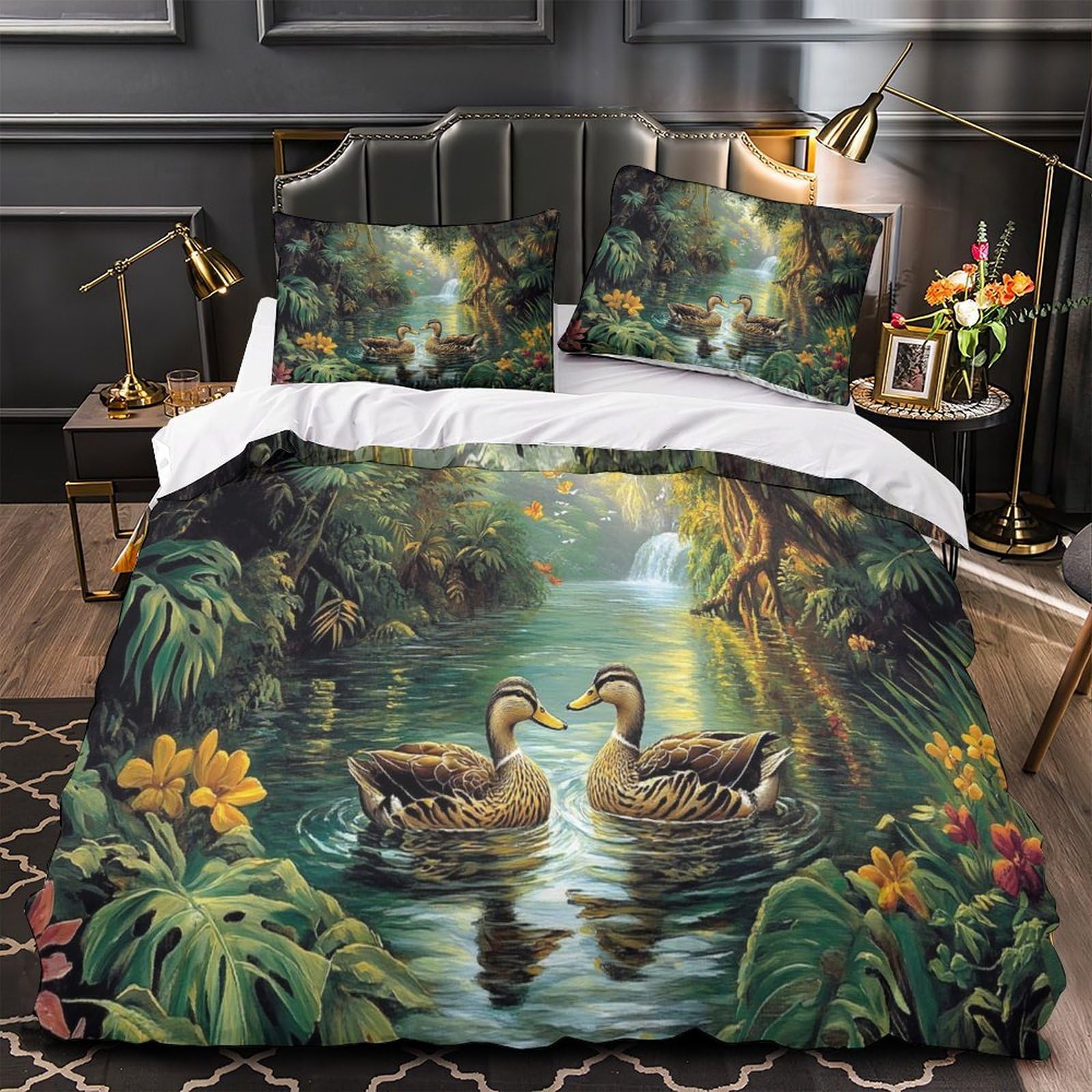 Parure de lit 220x240 anti-acarien en microfibre légère avec housse zippée respirante