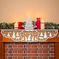 Vista 3 de Bufanda de chimenea de Navidad de 20 x 90 pulgadas, paño para chimenea, muñeco de nieve blanco, decoración de árbol de Navidad, cubierta de mantel