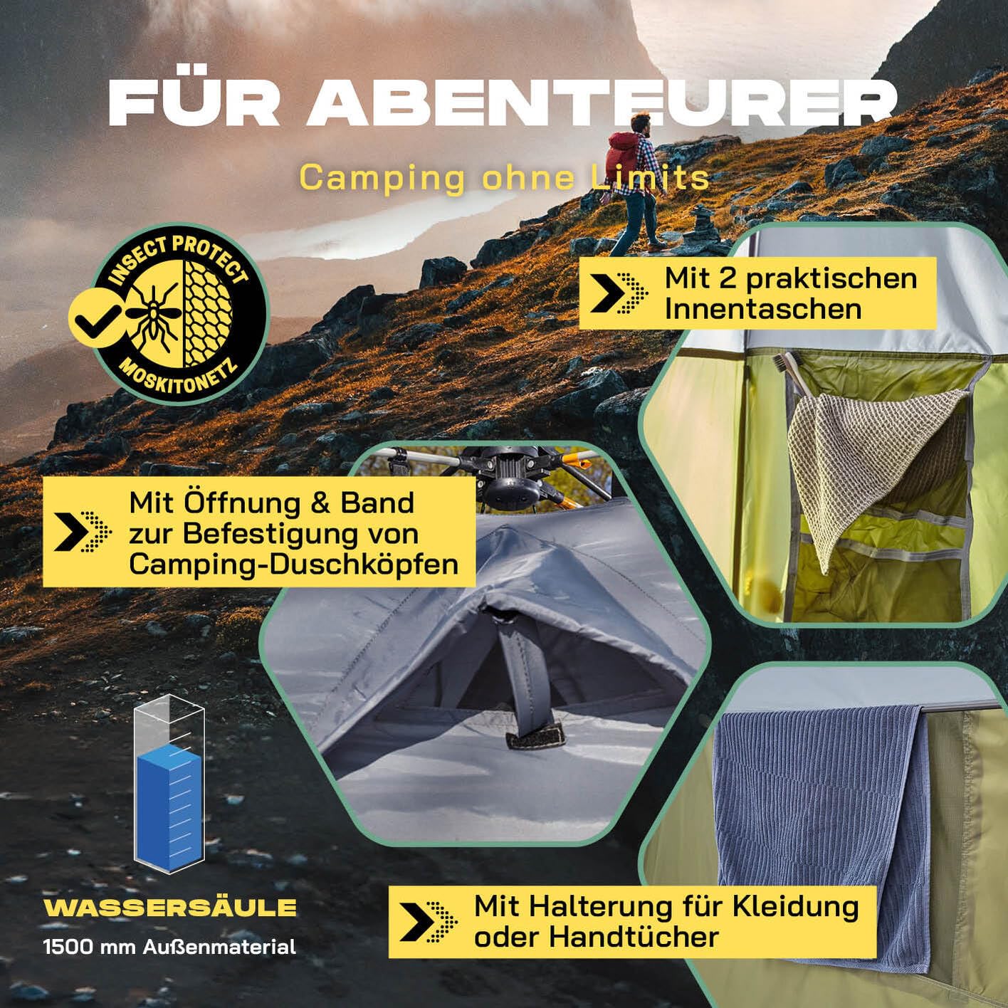 Lumaland Premium Duschzelt | Toilettenzelt für Indoor & Outdoor | Mobiles Umkleidezelt & Lagerzelt | Zelt für Tierfotografie | Ideal zum Campen, Festival & zum Angeln | Wasserdicht & Windfest [Grün]