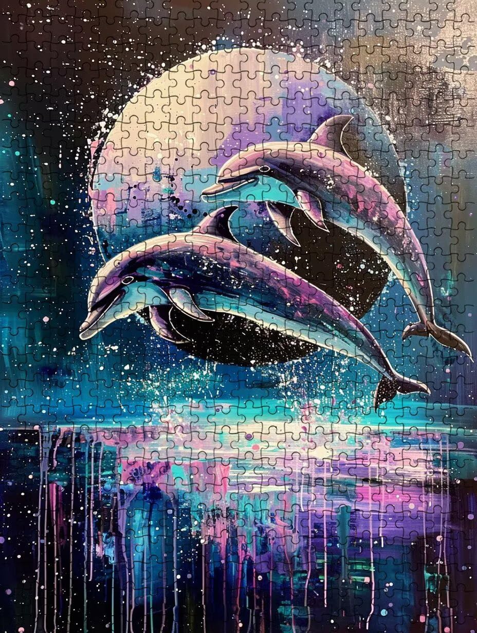 FNKL1-1182 Fioletowy delfin puzzle 6000 sztuk, puzzle dla dorosłych 6000, The Impossible Challenge, klasyczne edukacyjne, drewniane puzzle, do dekoracji ścian domu, prezent