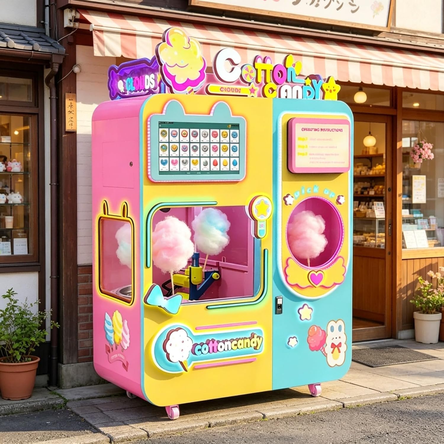 Commercial Grade Automatic Cotton Candy Vending Machine Anti Jam System Easy Maintenance for Stadiums Fairs Expo Venues and Public Gathering Places