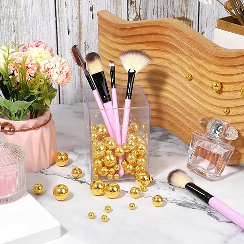 Miniatura 5 de KALIONE 150 cuentas de perlas para relleno de jarrón, flotantes, sin agujero, cuentas de maquillaje para soporte de pinceles, 3 tamaños, perlas de