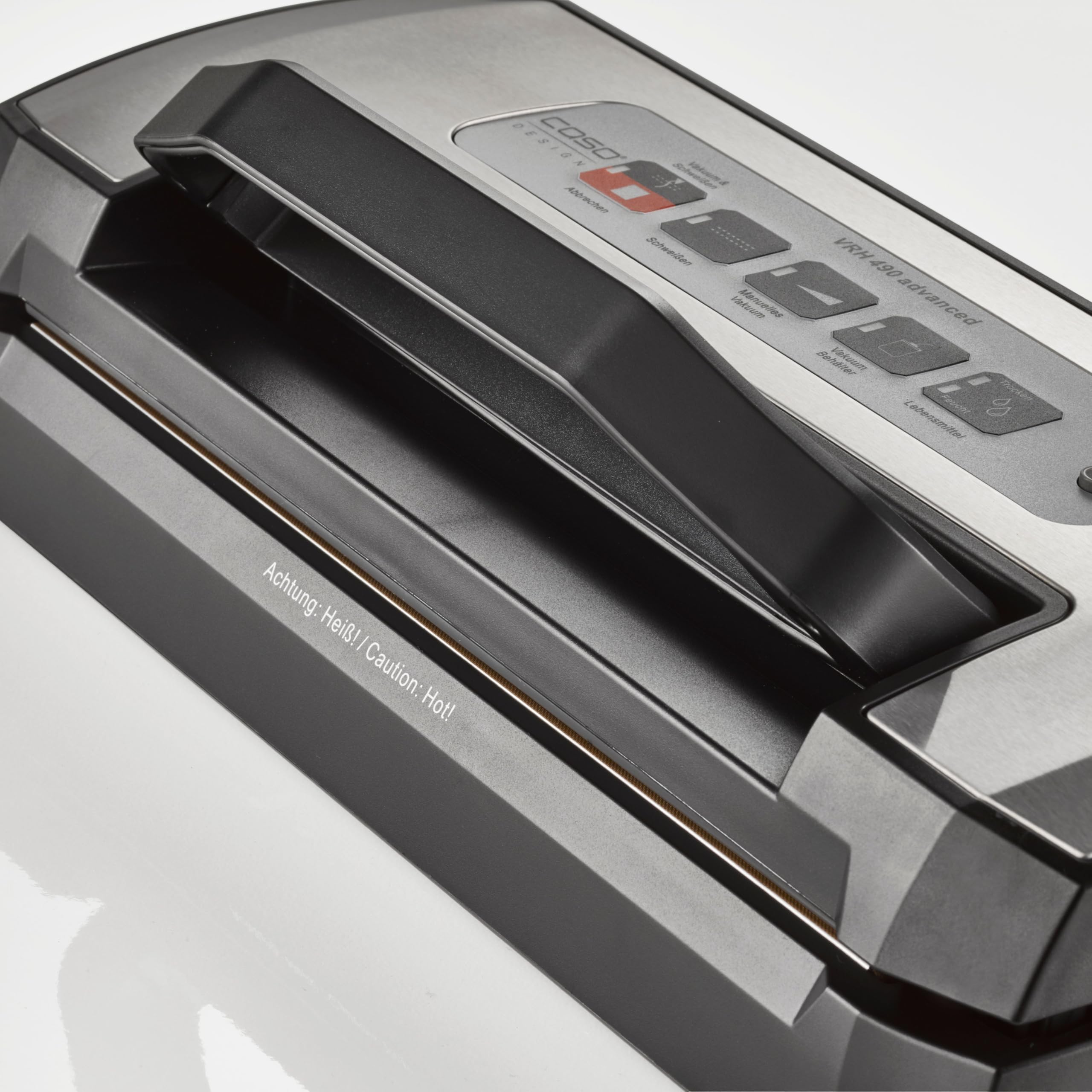 CASO VRH 490 advanced - machine sous vide alimentaire - Jusqu'à 100 cycles sans interruption possibles - Avec poignée de fermeture pratique - acier inoxydable