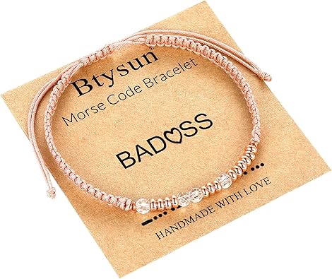 Btysun Morse Code Bracelets for Women Christmas Gift Stocking Stuffers for Teens Pink Braided Bracelets Inspirational Best Friend Birthday Gifts for Her High School Graduation Gifts for Her 2025 Mom Bracelet Jewelry