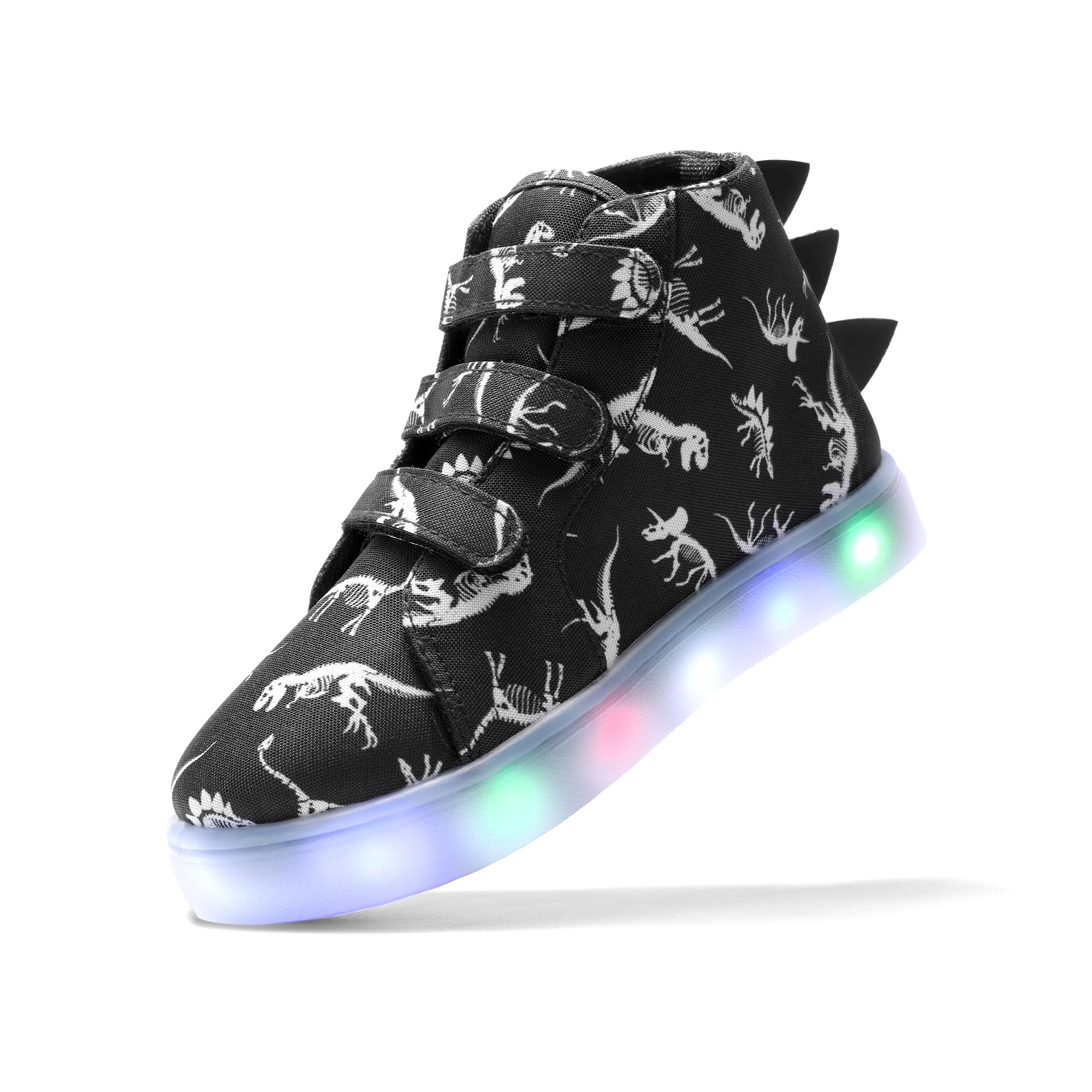 FabKids Girls Boys Light Up Shoes Fashion High Top Sneakers Cute Print Footwear for Toddler Little Kid Big Kid