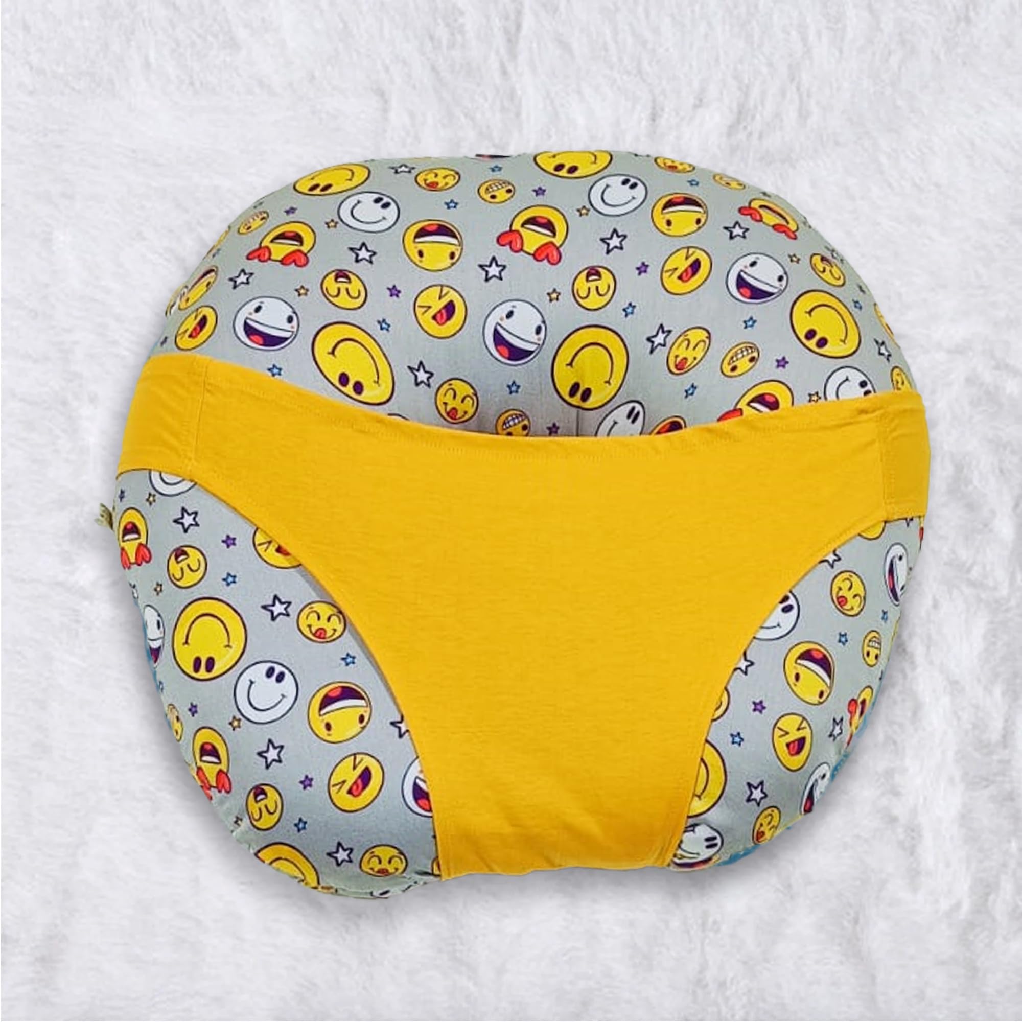Kradyl Kroft 5in1 Baby Feeding Pillow with 100% Cotton Removable Cover | Breastfeeding Pillow | Nursing Pillow with Belt and Hoop (Smiley)