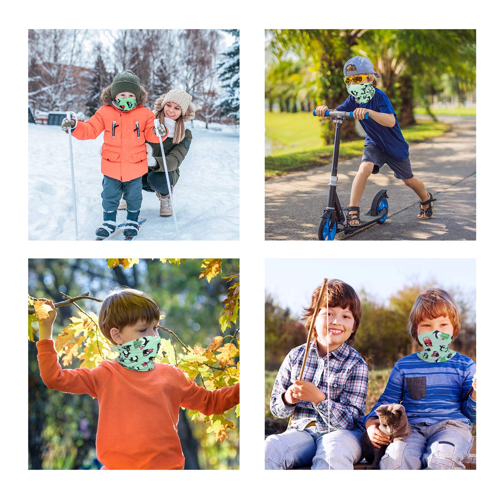KATELUO Bandana Multifonction Hiver Enfants, Bandana Multifonctions Couvre-Chef, Cache Cou Bandana, Respirable Cache-Cou, Multifonction Bandana pour Garçons Filles Ski Raves Cyclisme Moto Raves