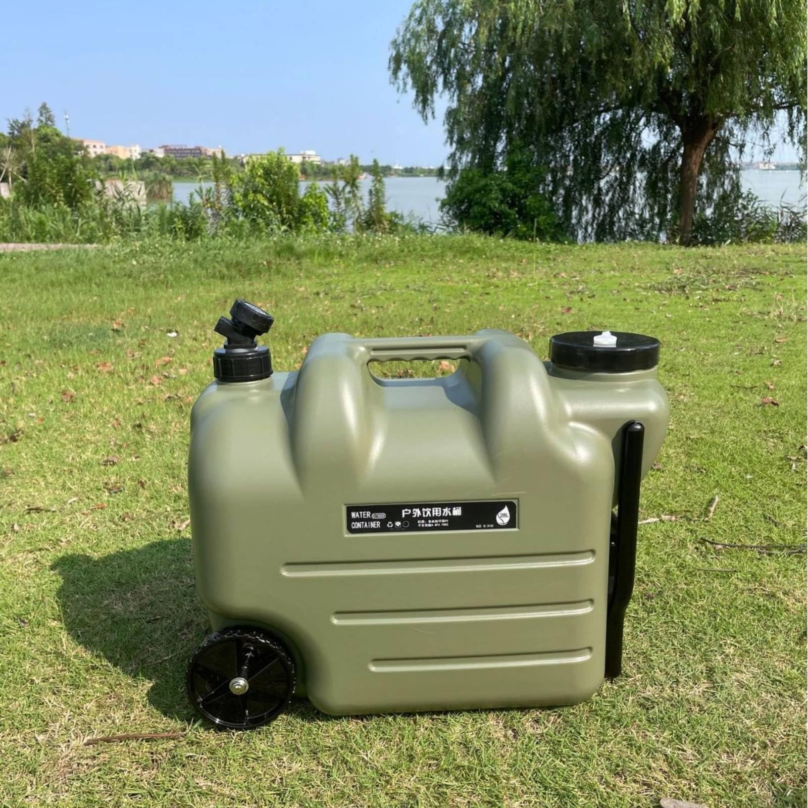 Qianly Tanque Agua Portátil con Ruedas Resistente Exterior Fácil Limpieza pósito para Camping, Coche, Excursión, Verde