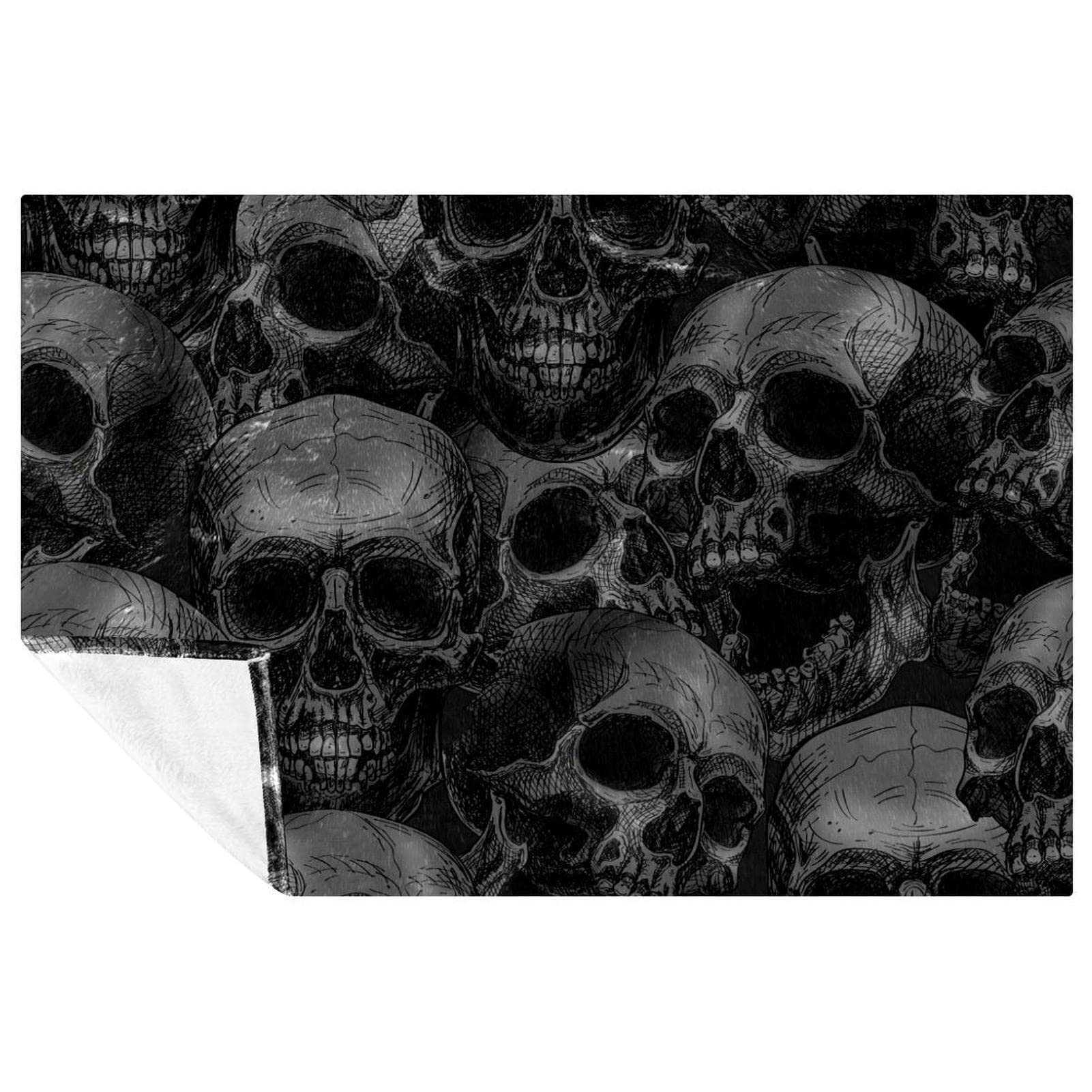 Couverture grunge pour camping et pique-nique motif crânes