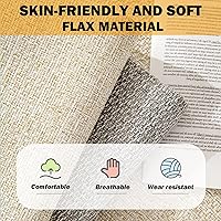 Vista 3 de Fundas para sofá de estilo japonés, fundas de sofá de tela de lino para sofá modular en forma de L, antideslizante, transpirable, protector de Beige