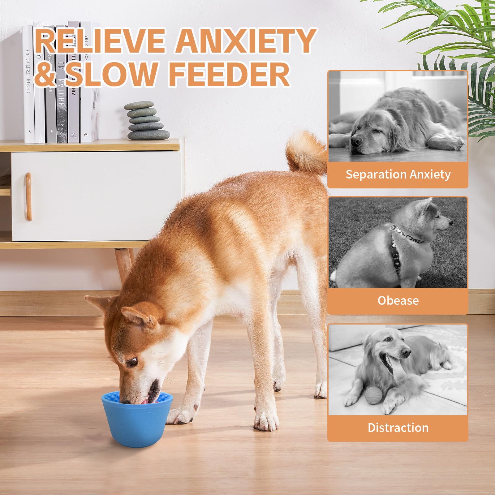 Cuenco para lamer perros, plato de silicona antiasfixia para mascotas, dispensador de golosinas de alimentación lenta para aliviar la ansiedad, cuenco antideslizante para lamer perros, juguete