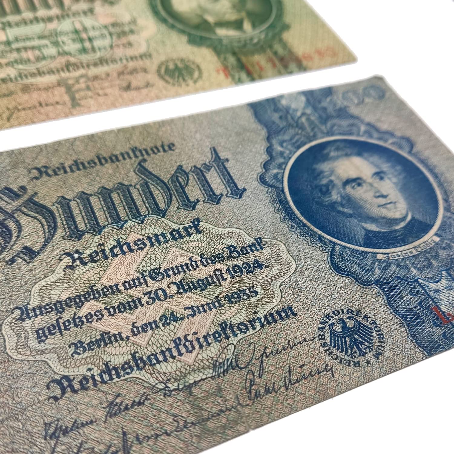 IMPACTO COLECCIONABLES | Collezione di 4 Banconote del Reichsmark Tedesco (1929-1935) | Testimoni della Seconda Guerra Mondiale e dell’economia dell’Epoca | Include Certificato di Autenticità