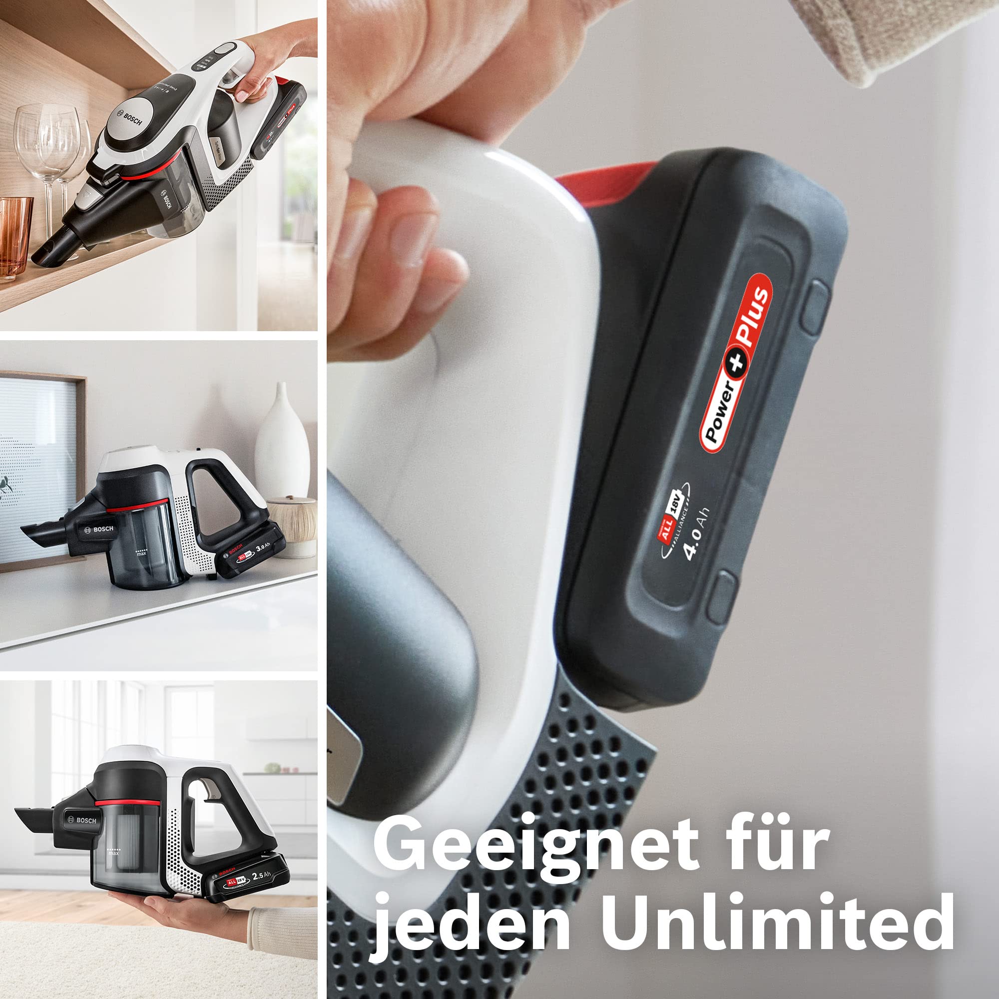 Bosch Akumulator wymienny Power for All 18 V 4,0 Ah BHZUB1840, odpowiedni do wszystkich bezprzewodowych odkurzaczy akumulatorowych Unlimited, bardzo długi czas pracy, wysoka wydajność, nadaje się do