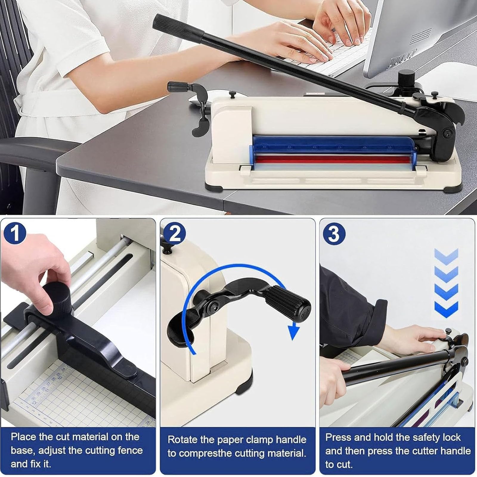 Mavoli Massicot Robuste À Lame en Acier De 30 Cm (12 Pouces), Capacité Maximale De 400 Feuilles A3, Machine De Coupe Professionnelle pour Imprimerie, Bureau, École, Guillotine À Documents.