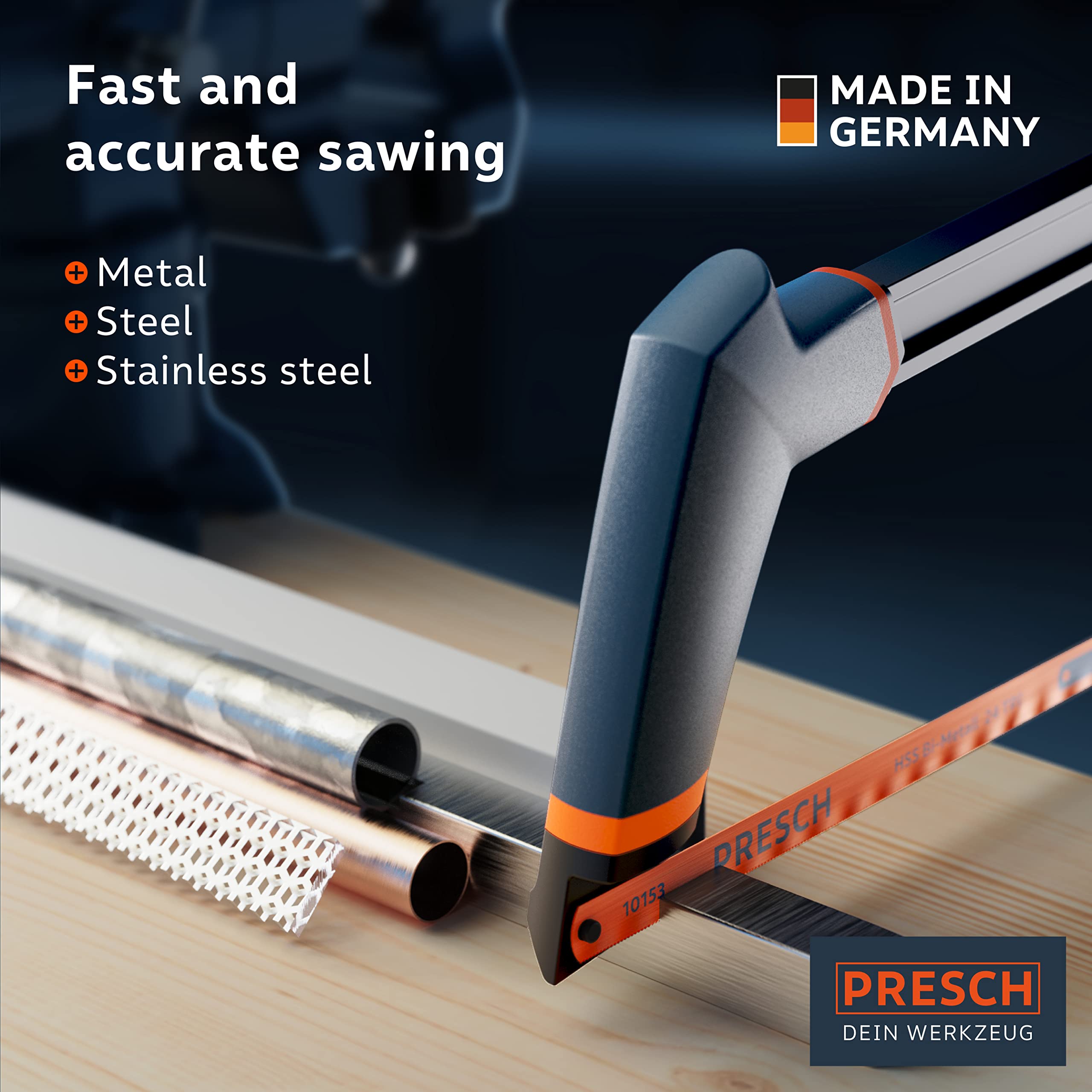 Presch Brzeszczoty do metalu 300mm 11 szt - Brzeszczoty do pił ręcznych 300 mm - Brzeszczot bimetalowy 300mm z krawędzią tnącą do metali nieżelaznych, stali nierdzewnych, tworzyw sztucznych