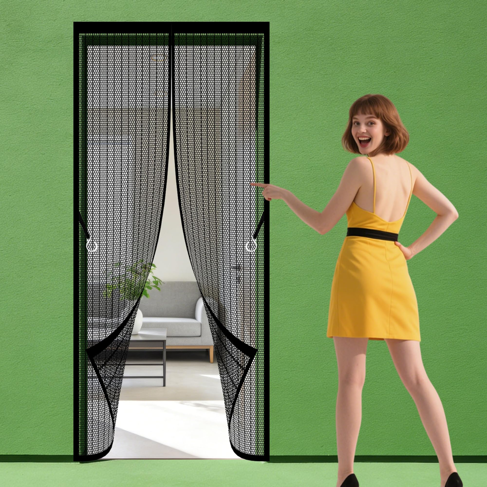 Taolitao Black Magnetic Fly Screen Doors 110 X 210 Cm Auto Close Insect Curtain Fly Screens Doors Easy To Install Without Drilling Suitable For Patio Room Balcony Bedroom,