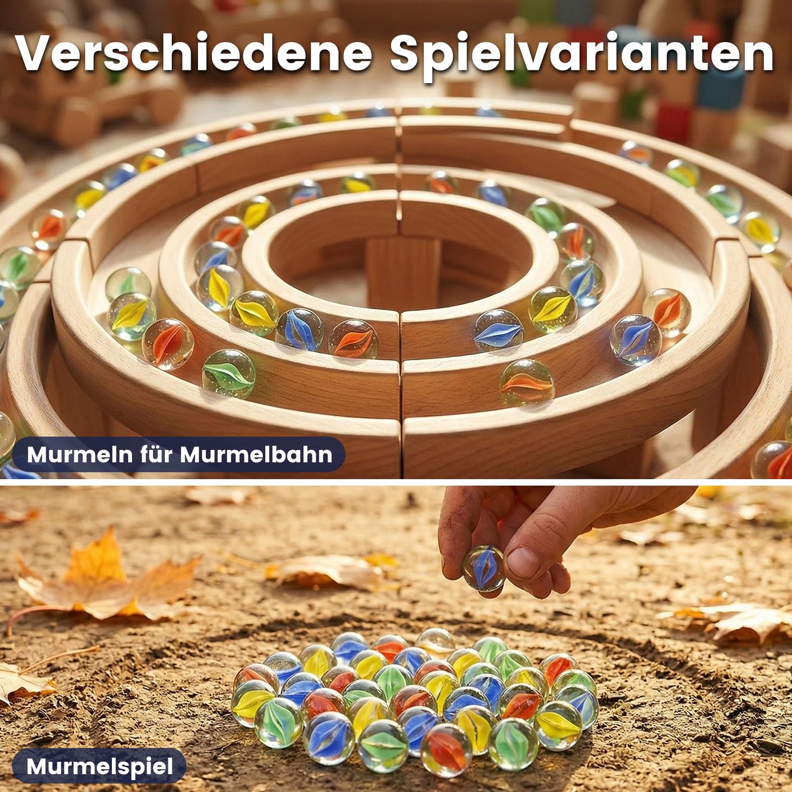 Biglie di Vetro Colorate 200 Pezzi 14/16 mm per Bambini Giocattolo Decorativo