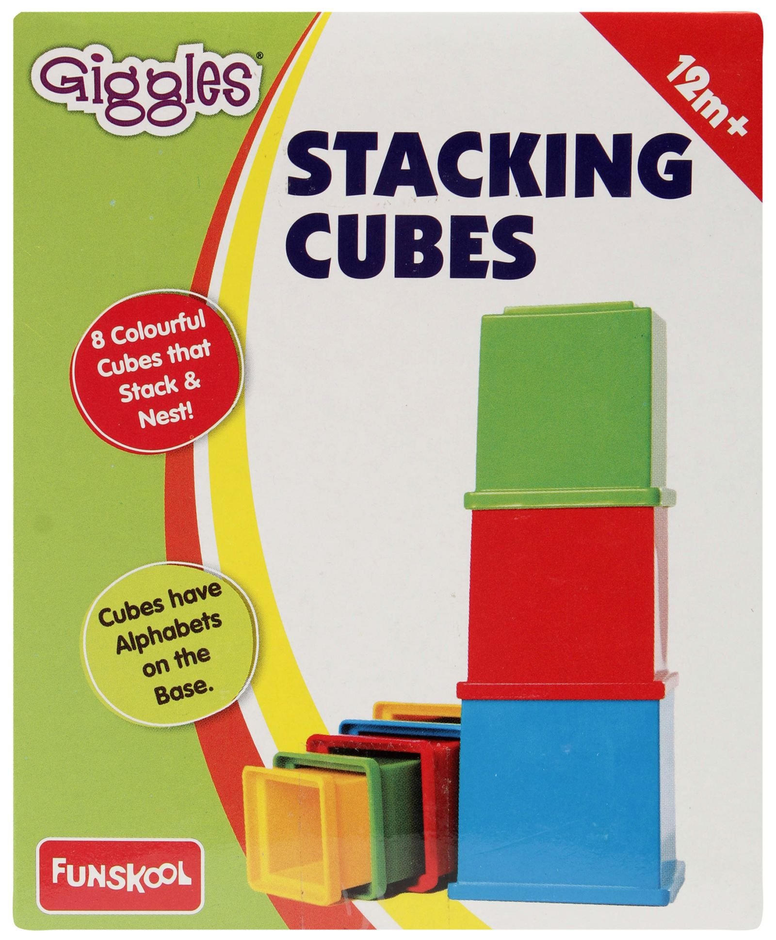 Funskool Giggles, Stacking Cubes , Multicolour stacking Blocks with Alphabet, Helps to Sort,Stack and Nest, 12 months & above, Infant and Preschool Toys - Image 6 thumbnail