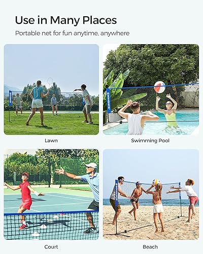 Vista 55 de SONGMICS - Juego de red de bádminton; juego deportivo portátil para bádminton, tenis, voleibol infantil, pickleball; de fácil instalación; red